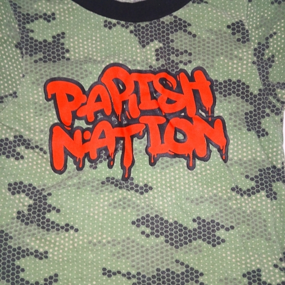 🛍 Green Black Parish Nation T-shirt 5T Army Design - Picture 3 of 4